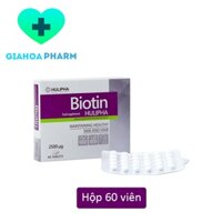 Viên uống Biotin (Hulipha) bổ sung vitamin H cho da, móng, tóc, hỗ trợ giảm rụng tóc, đẹp da, chống lão hóa da