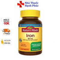 Viên uống Bổ Máu Iron 65mg Nature Made 365 viên của Mỹ - Bổ sung sắt