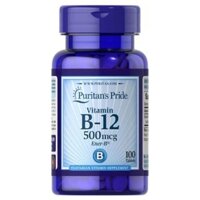 Viên uống Bổ Máu, Ngừa Chóng Mặt, Tăng Cường Trí Não Vitamin B12 500mcg Puritan's Pride 100 viên