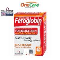 Viên Uống Bổ Máu Vitabiotics FEROGLOBIN B12 Cung Cấp Sắt Hỗ Trợ Tăng Khả Năng Tạo Máu Hộp 30 Viên