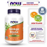 Viên uống bổ não giảm căng thẳng stress, cải thiện trí nhớ, minh mẫn NOW Ginkgo Biloba 60mg từ Mỹ