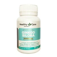 Viên uống bổ não Ginkgo Biloba Healthy Care 2000mg, 6000mg mẫu mới 60 viên - Giúp cải thiện trí nhớ