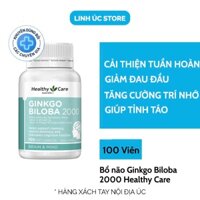 Viên uống bổ não Ginkgo Biloba 2000 Healthy Care của Úc giúp tuần hoàn lưu thông máu 100 viên