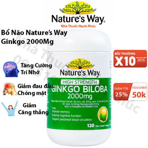 Viên uống bổ não Nature's Way Ginkgo Biloba 2000mg 120 viên