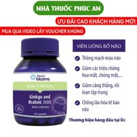 Viên uống bổ não, tăng cường trí nhớ Ginkgo and Brahmi 3000 Henry Blooms 30 - 60 viên