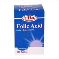 Viên uống bổ sung acid folic UBB hộp 100 viên (usa)