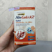 Viên uống bổ sung Calci, Vitamin D3 + K2 Nin Calci K2 Nam Dược lọ 60 viên