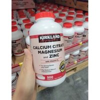 Viên uống bổ sung Calcium Magnesium Zinc 600mg và Vitamin D3 Kirkland 500 viên của Mỹ