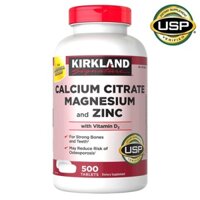 Viên uống bổ sung Canxi & Vitamin D3 Kirkland Calcium Citrate Magnesium and Zinc - 500 viên