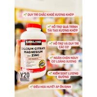 VIÊN UỐNG BỔ SUNG CANXI MAGIE KẼM VÀ VITAMIN D3 KIRKLAND