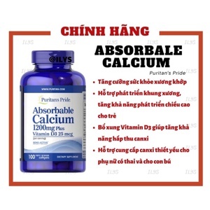 Viên uống bổ sung Canxi Puritan's Pride Absorbable Calcium 600mg Plus Magnesium 300mg 60 viên