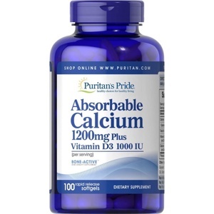 Viên uống bổ sung Canxi Puritan's Pride Absorbable Calcium 600mg Plus Magnesium 300mg 60 viên