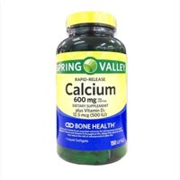 Viên Uống Bổ Sung Canxi Spring Valley Calcium 600mg with D3 500IU 150 viên