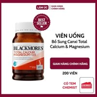 Viên uống bổ sung Canxi Total Calcium & Magnesium + D3 Blackmores của Úc giúp chắc khoẻ xương khớp 200 viên