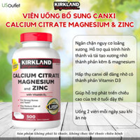 Viên Uống Bổ Sung Canxi Kirkland Signature Calcium Citrate Magnesium And Zinc 500mg