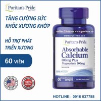 Viên uống bổ sung Canxi Puritan's Pride Absorbable Calcium 600 mg plus Magnesium 300 mg 60 Viên