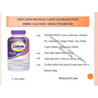 Viên uống bổ sung Canxi Caltrate plus 600mg canxi + 800 IU D3 - hộp 176 viên
