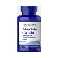 Viên uống bổ sung Canxi Puritan’s Pride Absorbable Calcium 600 mg Plus Magnesium 300 mg (Lọ 60 Viên)