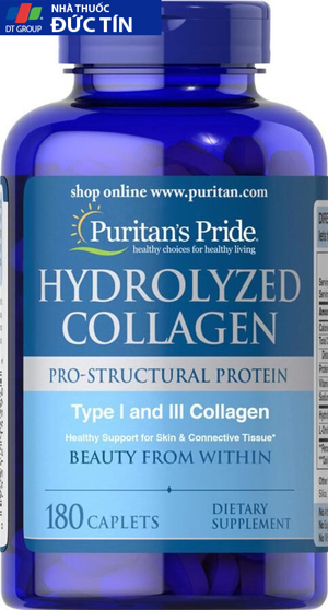 Viên uống bổ sung collagen Puritan's pride Hydrolyzed collagen - 180 viên