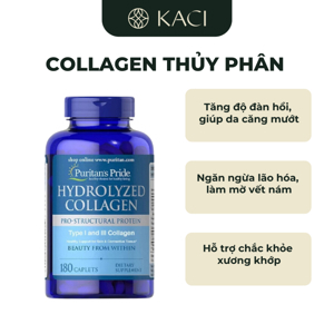 Viên uống bổ sung collagen Puritan's pride Hydrolyzed collagen - 180 viên