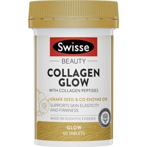 Viên uống bổ sung collagen Swisse Beauty Collagen Glow With Collagen Peptides 60 viên