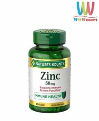 Viên uống bổ sung kẽm Nature’s Bounty Zinc 50mg 200 viên