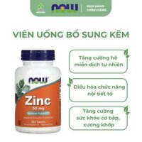 Viên Uống Bổ Sung Kẽm Zinc 50mg NOW FOODS Tăng Cường Đề Kháng, Điều Hòa Nội Tiết Tố
