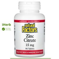 Viên uống bổ sung kẽm Zinc Citrate 15 mg Natural Factors (90 viên) - iHerb Việt Nam