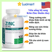 Viên uống bổ sung Kẽm Zinc 50mg thuần chay Bronson hũ 100 viên [Hàng Mỹ]
