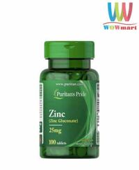 Viên uống bổ sung kẽm Puritan’s Pride Zinc Gluconate 25mg 100 Tablets