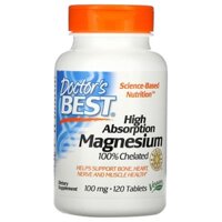 Viên uống bổ sung magie Doctor’s Best High Absorption Magnesium 100mg 120 viên