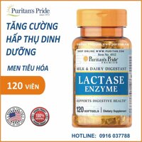 Viên uống bổ sung men tiêu hóa chất béo, đạm, tinh bột của Puritan's Pride Enzyme lactase 125 mg