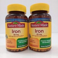 Viên Uống Bổ Sung Sắt Cho Mẹ Bầu, Ngừa Thiếu Máu Nature Made Iron 65mg (365 Viên/Lọ)