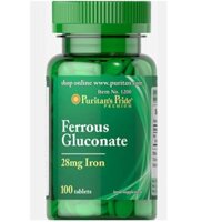 Viên uống bổ sung sắt Ferrous Gluconate 28mg 100 viên Puritan's Pride