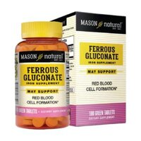 Viên Uống Bổ Sung Sắt Hữu Cơ Mát Cho Bà Bầu – MASON NATURAL FERROUS GLUCONATE 100 VIÊN.