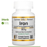 Viên uống bổ sung sắt Iron của California Gold Nutrition 36 mg ( 90 viên) - iHerb Việt Nam