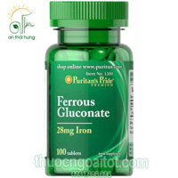 Viên uống bổ sung sắt Iron Ferrous Gluconate 28mg 100 viên #1200