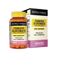 Viên Uống Bổ Sung Sắt Mason Natural Ferrous Gluconate (Hộp 100 Viên)