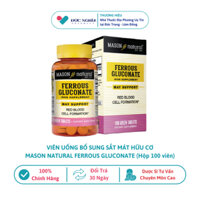 Viên Uống Bổ Sung Sắt Mát Hữu Cơ MASON NATURAL FERROUSE GLUCONATE - Hộp 100 Viên