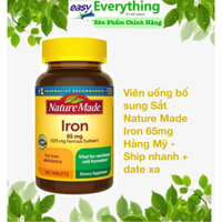 Viên uống bổ sung Sắt Nature Made Iron 65mg - 365 Viên hàng Mỹ - Date xa Ship nhanh