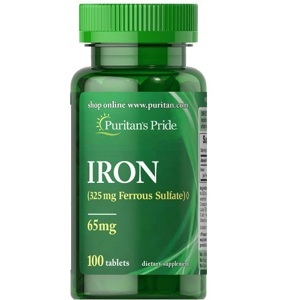 Viên uống bổ sung sắt Puritan's Pride Ferrous Sulfate 65mg Iron 100 viên