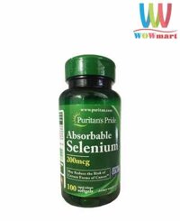 Viên uống bổ sung Selenium Puritan’s Pride Absorbable Selenium 200mcg 100 Softgels