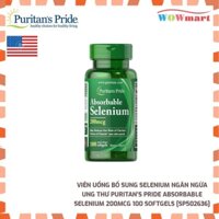 Viên uống bổ sung Selenium ngăn ngừa ung thư Puritan’s Pride Absorbable Selenium 200mcg 100 Softgels