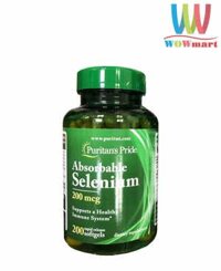 Viên uống bổ sung Selenium Puritan’s Pride Absorbable Selenium 200mcg 200 Softgels
