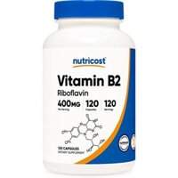 Viên Uống Bổ Sung Vitamin B2 Cung Cấp Năng Lượng, Giảm Mệt Mỏi Nutricost Vitamin B2 Riboflavin 400mg 120 viên