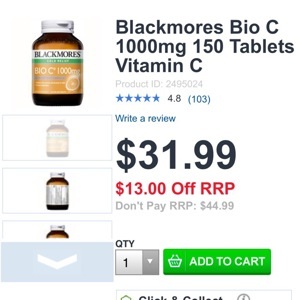 Viên uống bổ sung Vitamin C Blackmores Bio C 1000mg 150 viên