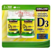 Viên uống bổ sung vitamin D 1000IU Kirkland – 2*360 viên