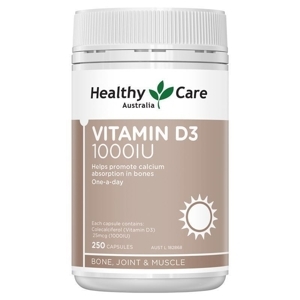 Viên uống bổ sung Vitamin D3 Healthy Care Vitamin D3 1000IU 250 viên