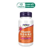 Viên Uống Bổ Sung Vitamin D3, K2 Now Vitamin D-3 & K-2 1000IU 45mcg 120 Viên