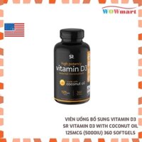 Viên uống bổ sung Vitamin D3 SR Vitamin D3 with Coconut Oil 125mcg (5000IU) 360 Softgels